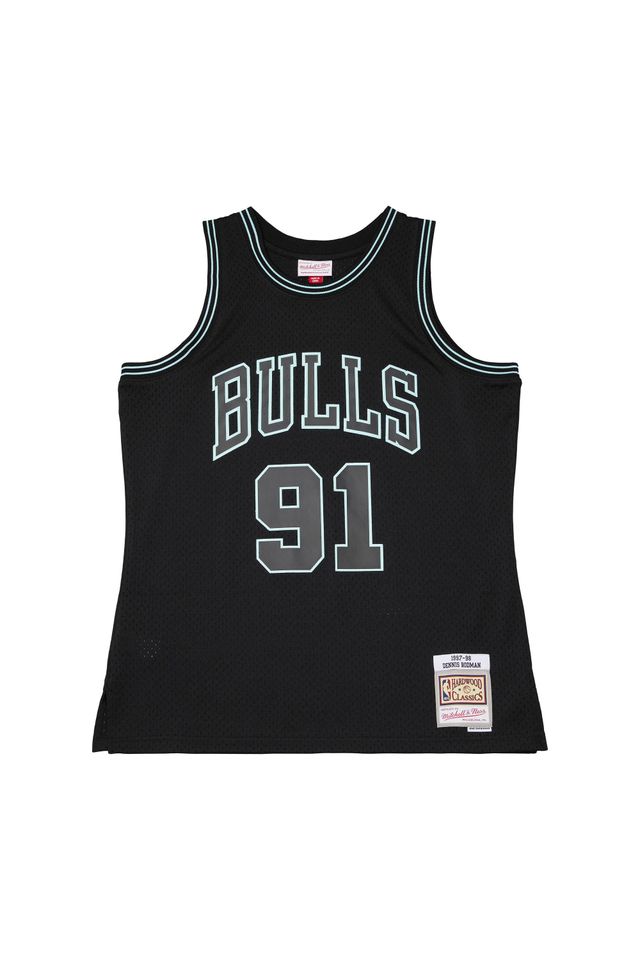 Regata Mitchell & Ness Halloween Chicago Bulls 1997-98 Dennis Rodman Preta