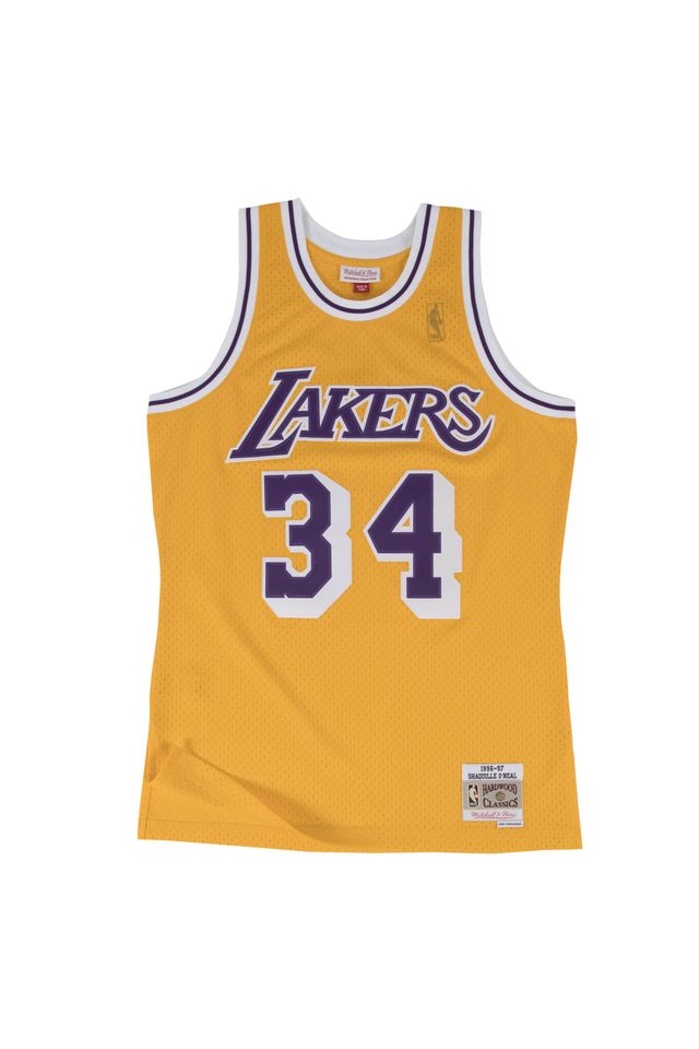 Regata Mitchell & Ness Los Angeles Lakers Home Shaquille O'Neal 1996-1997 Amarela